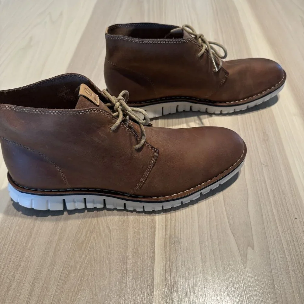 Cole Haan ZeroGrand Stitchout Brown Leather Chukka Ankle Boots Men's Size 11M
